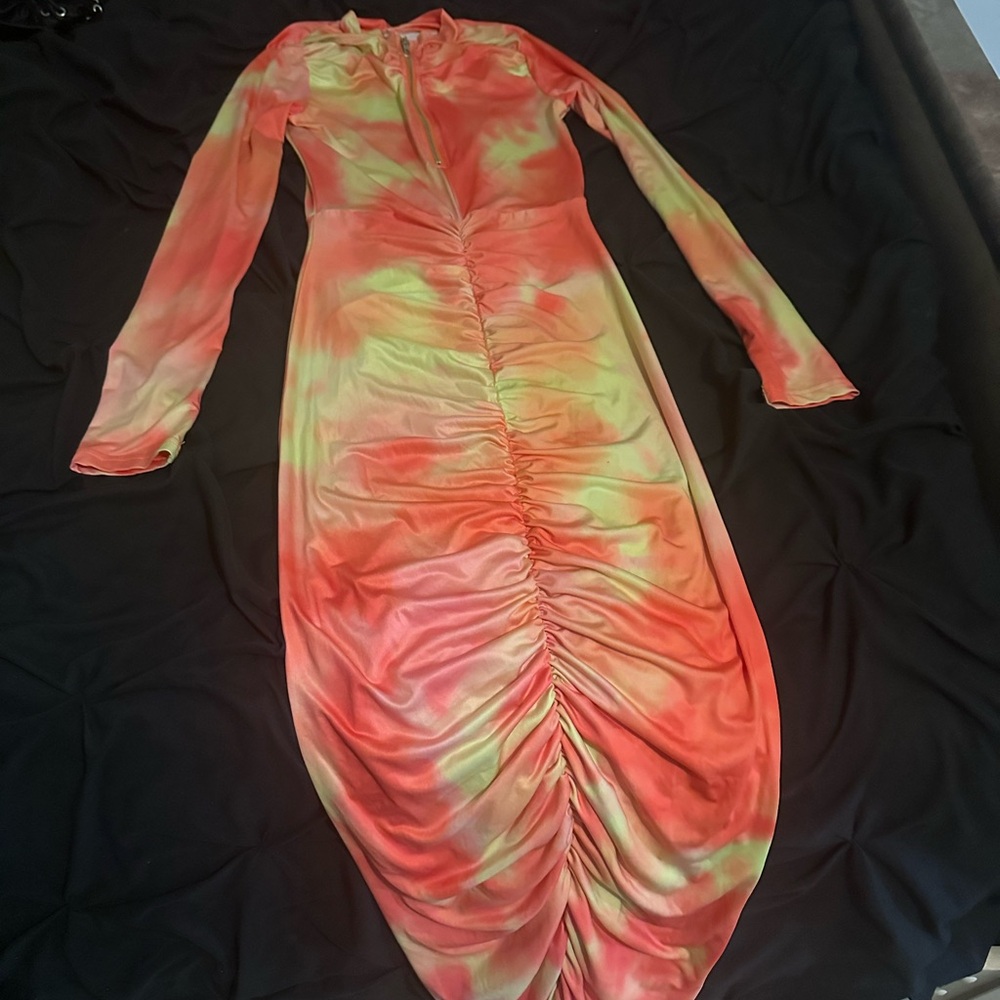 Vibrant Multicolor Ruched Dress